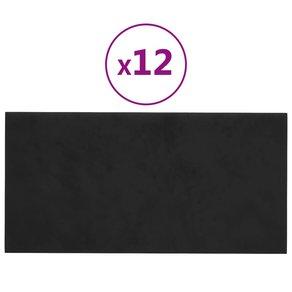 Wandpanelen 12 St 0,54 M² 30X15 Cm Fluweel Zwart