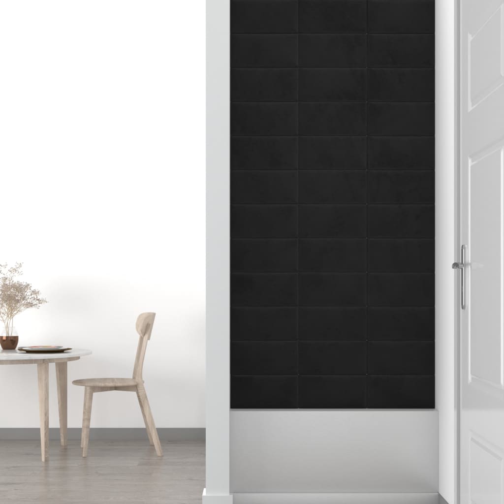Wandpanelen 12 St 0,54 M² 30X15 Cm Fluweel Zwart