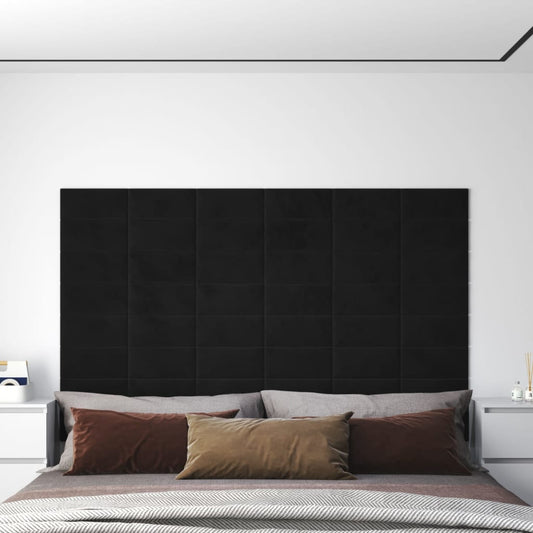 Wandpanelen 12 St 0,54 M² 30X15 Cm Fluweel Zwart