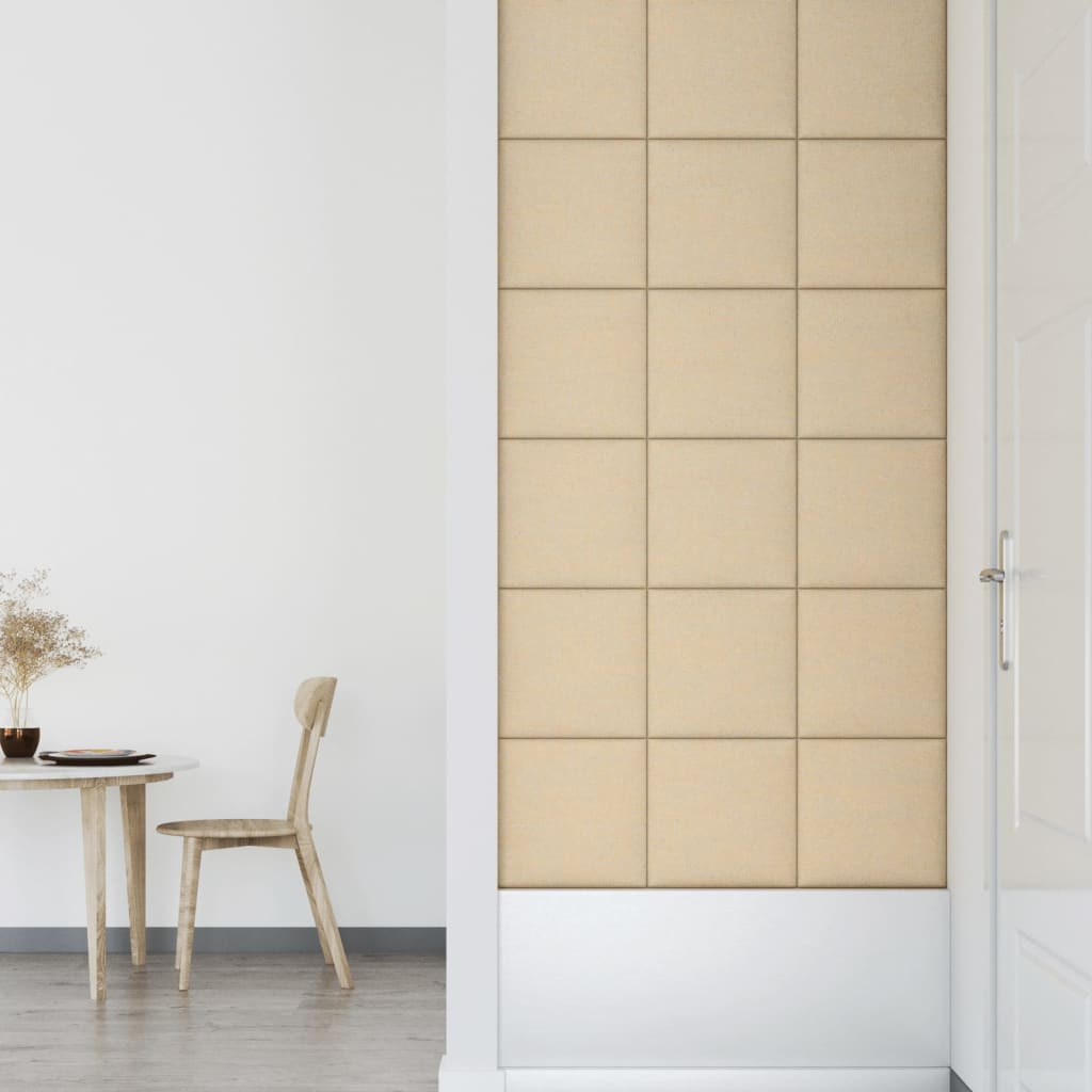 Wandpanelen 12 St 1,08 M² 30X30 Cm Stof Crèmekleurig