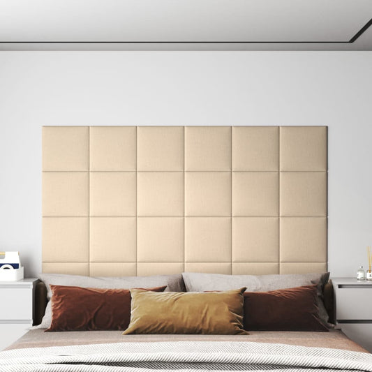 Wandpanelen 12 St 1,08 M² 30X30 Cm Stof Crèmekleurig