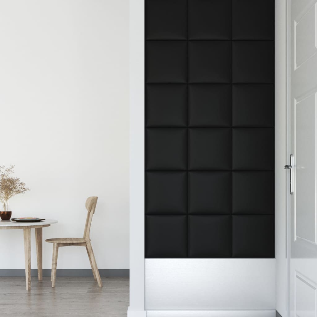 Wandpanelen 12 St 1,08 M² 30X30 Cm Kunstleer Zwart