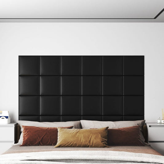 Wandpanelen 12 St 1,08 M² 30X30 Cm Kunstleer Zwart