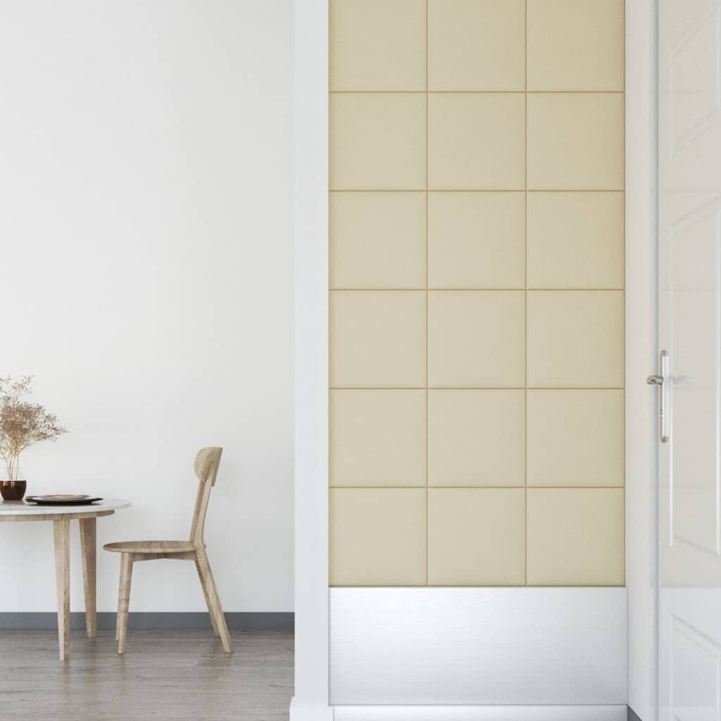 Wandpanelen 12 St 1,08 M² 30X30 Cm Kunstleer Crèmekleurig
