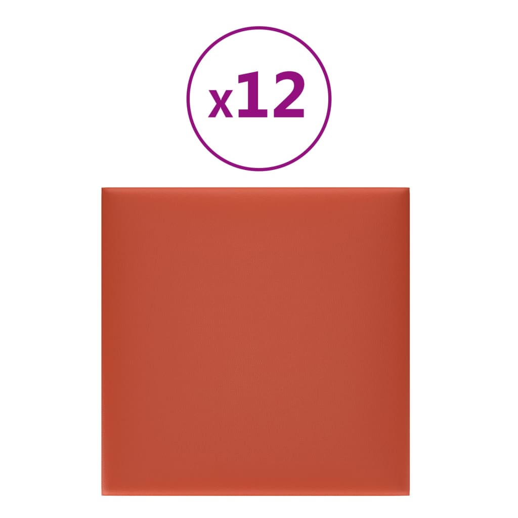 Wandpanelen 12 St 1,08 M² 30X30 Cm Kunstleer Rood