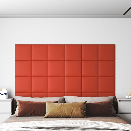 Wandpanelen 12 St 1,08 M² 30X30 Cm Kunstleer Rood