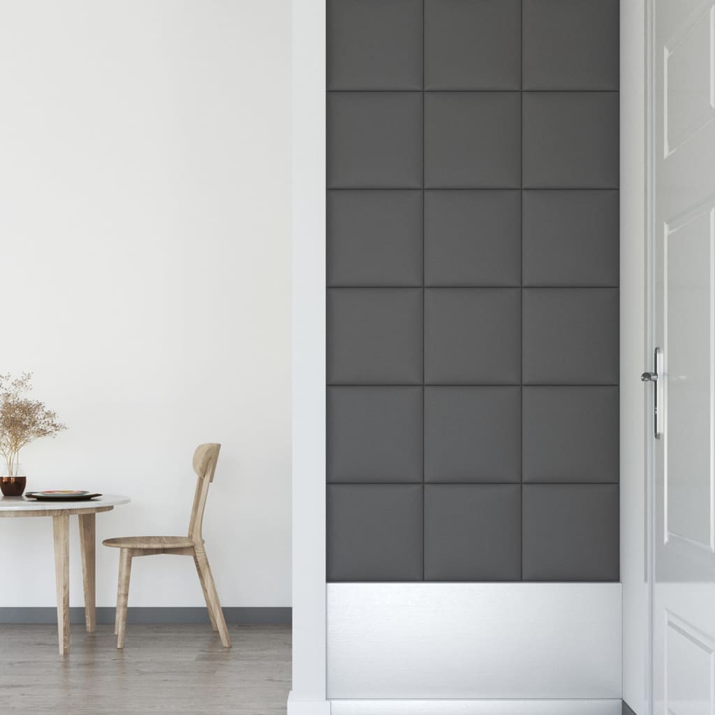 Wandpanelen 12 St 1,08 M² 30X30 Cm Kunstleer Grijs