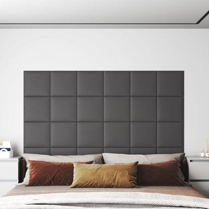 Wandpanelen 12 St 1,08 M² 30X30 Cm Kunstleer Grijs