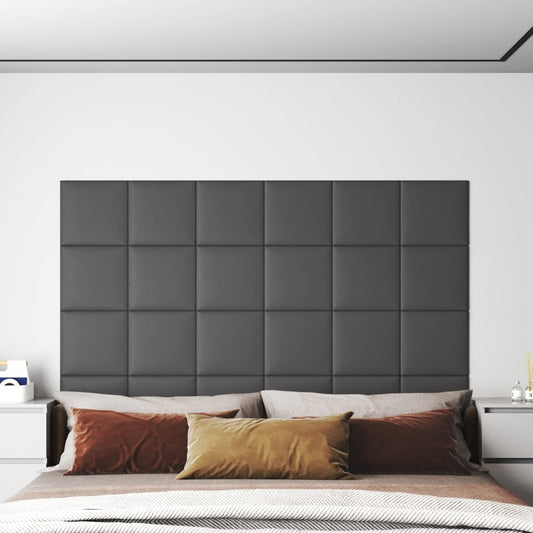 Wandpanelen 12 St 1,08 M² 30X30 Cm Kunstleer Grijs