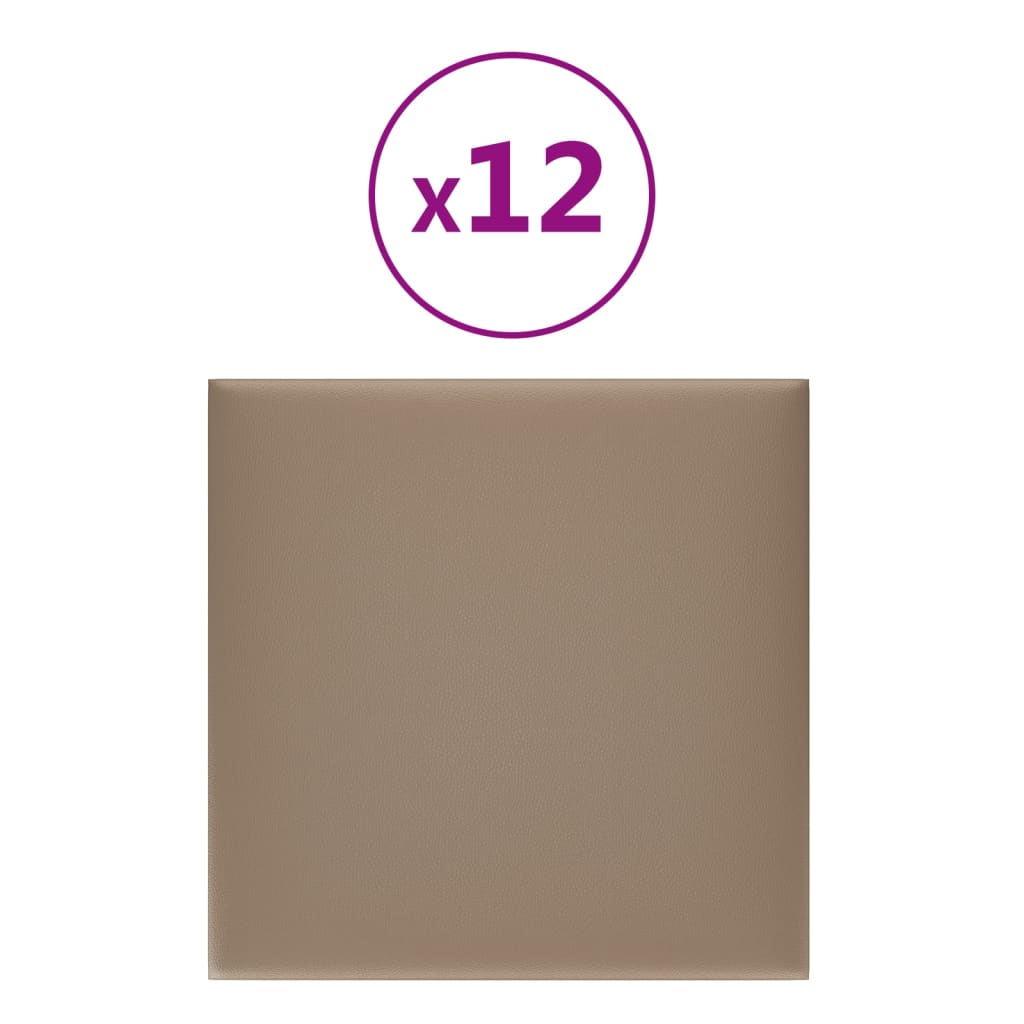 Wandpanelen 12 St 1,08 M² 30X30 Cm Kunstleer Cappuccinokleurig