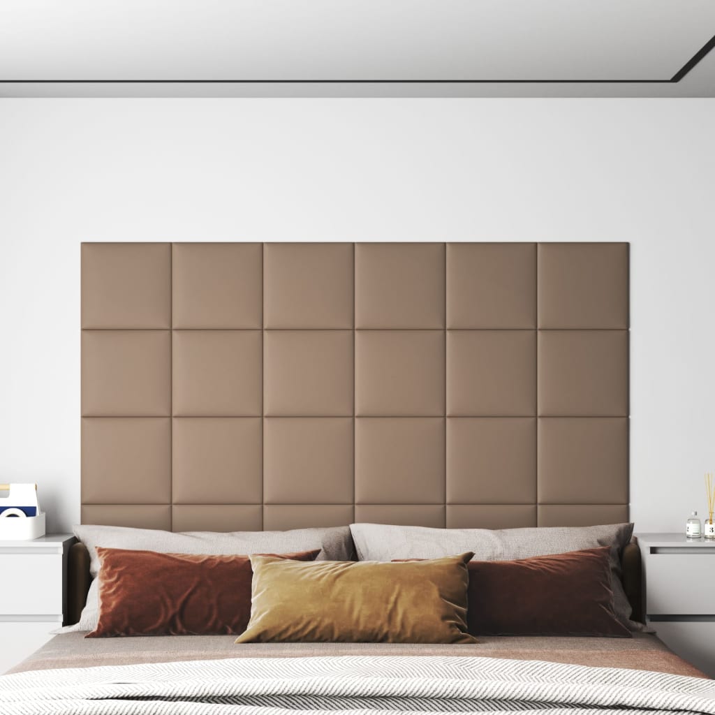 Wandpanelen 12 St 1,08 M² 30X30 Cm Kunstleer Cappuccinokleurig