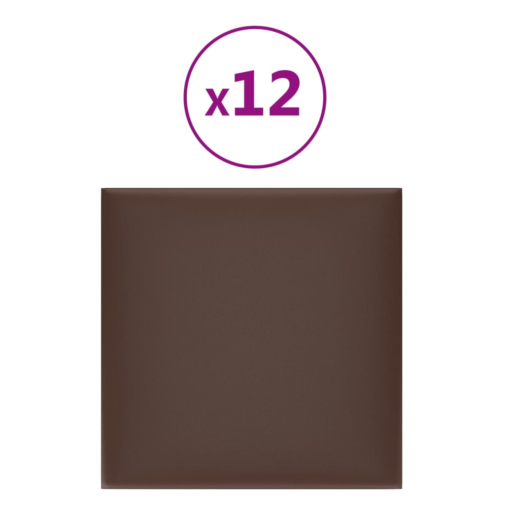 Wandpanelen 12 St 1,08 M² 30X30 Cm Kunstleer Bruin