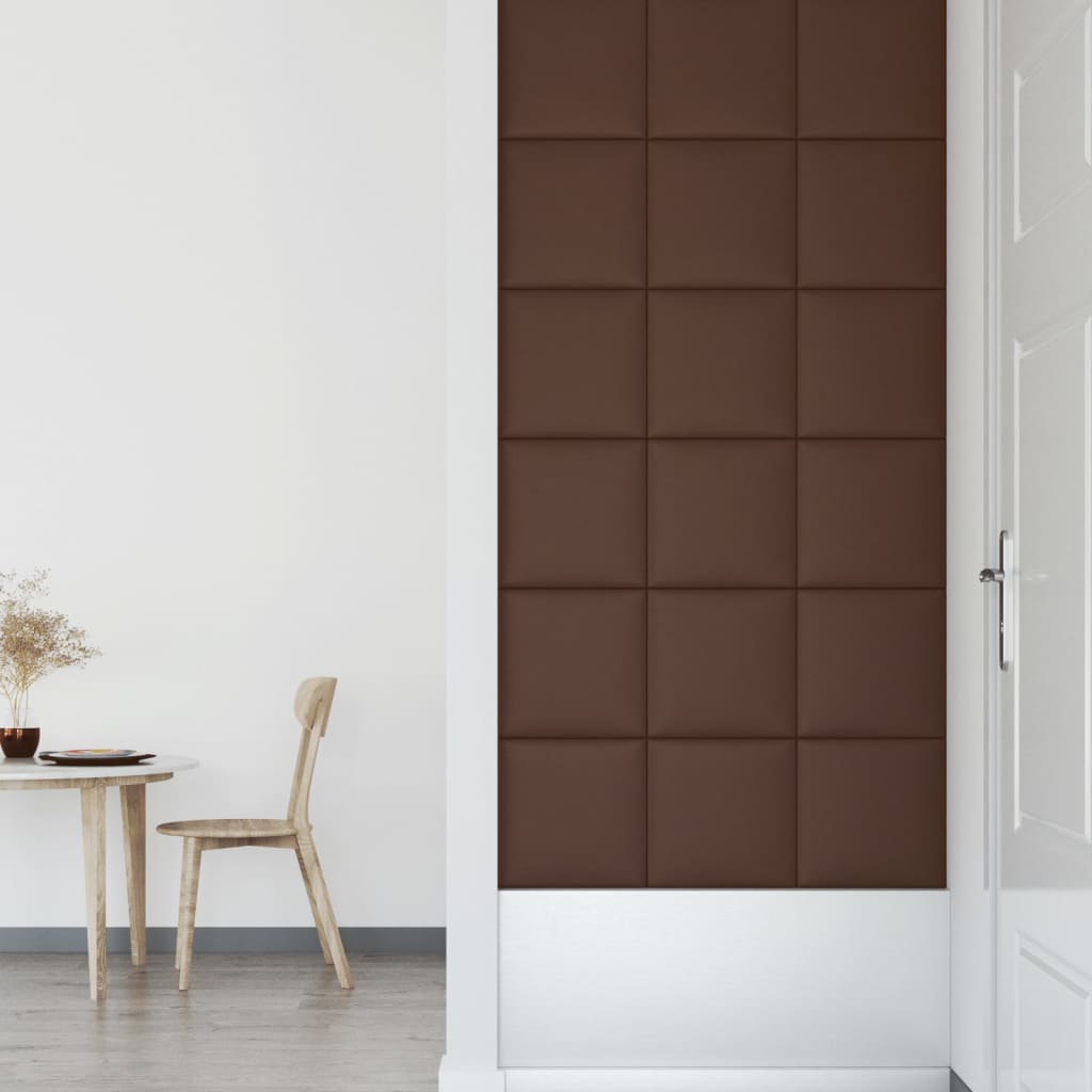 Wandpanelen 12 St 1,08 M² 30X30 Cm Kunstleer Bruin