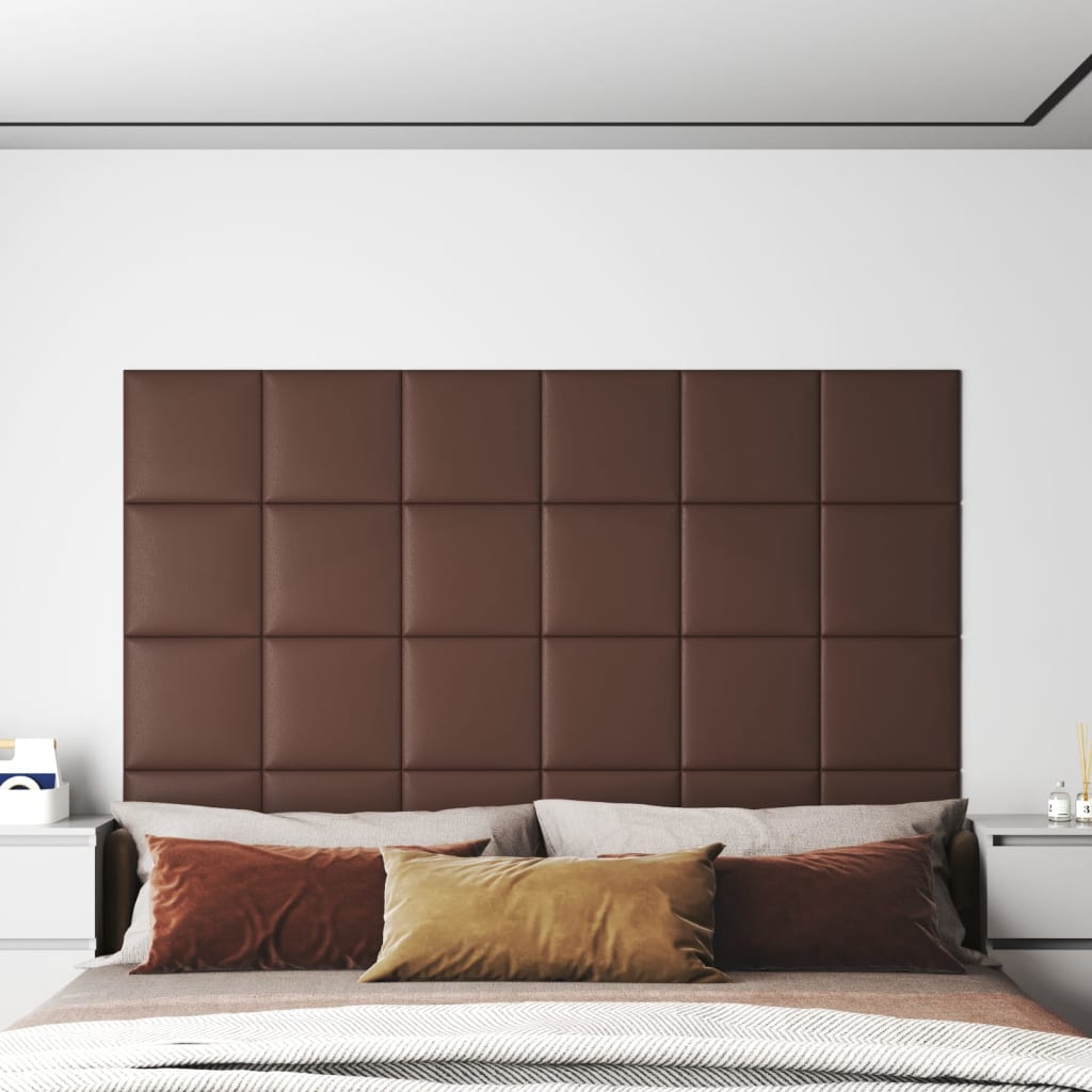 Wandpanelen 12 St 1,08 M² 30X30 Cm Kunstleer Bruin