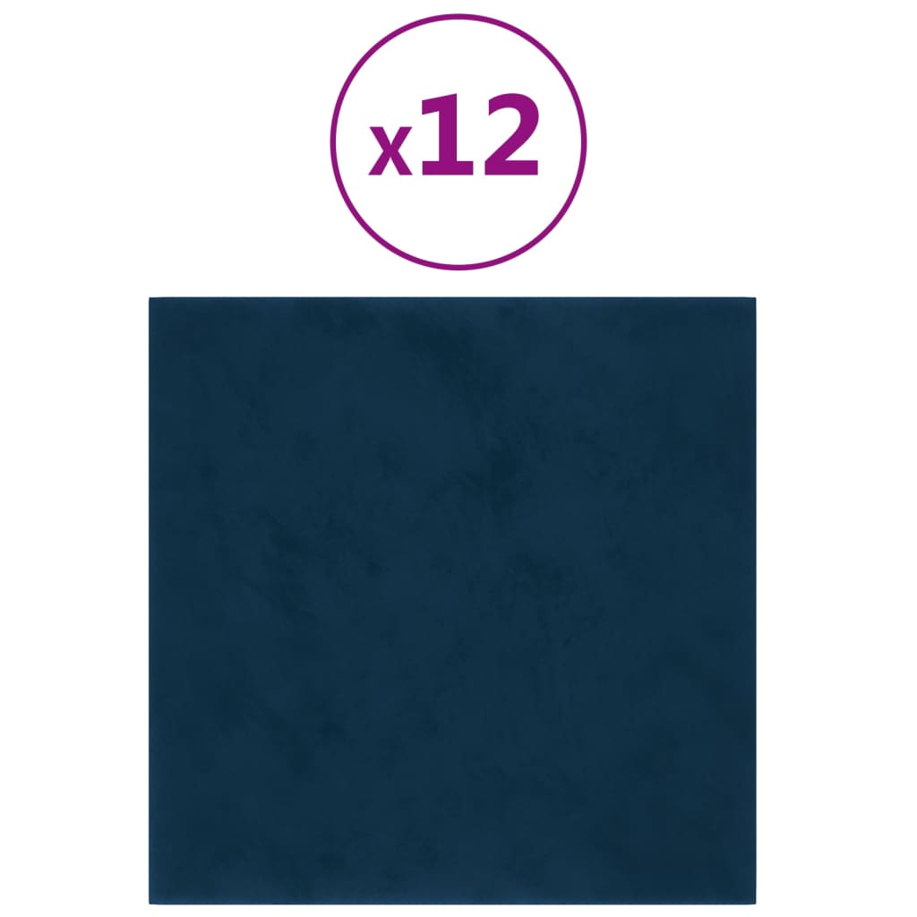 Wandpanelen 12 St 1,08 M² 30X30 Cm Fluweel Blauw