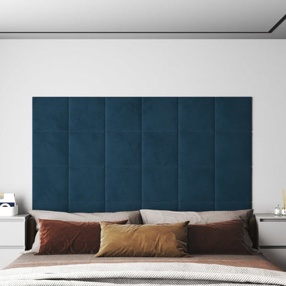 Wandpanelen 12 St 1,08 M² 30X30 Cm Fluweel Blauw