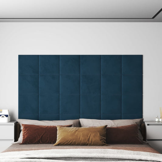 Wandpanelen 12 St 1,08 M² 30X30 Cm Fluweel Blauw