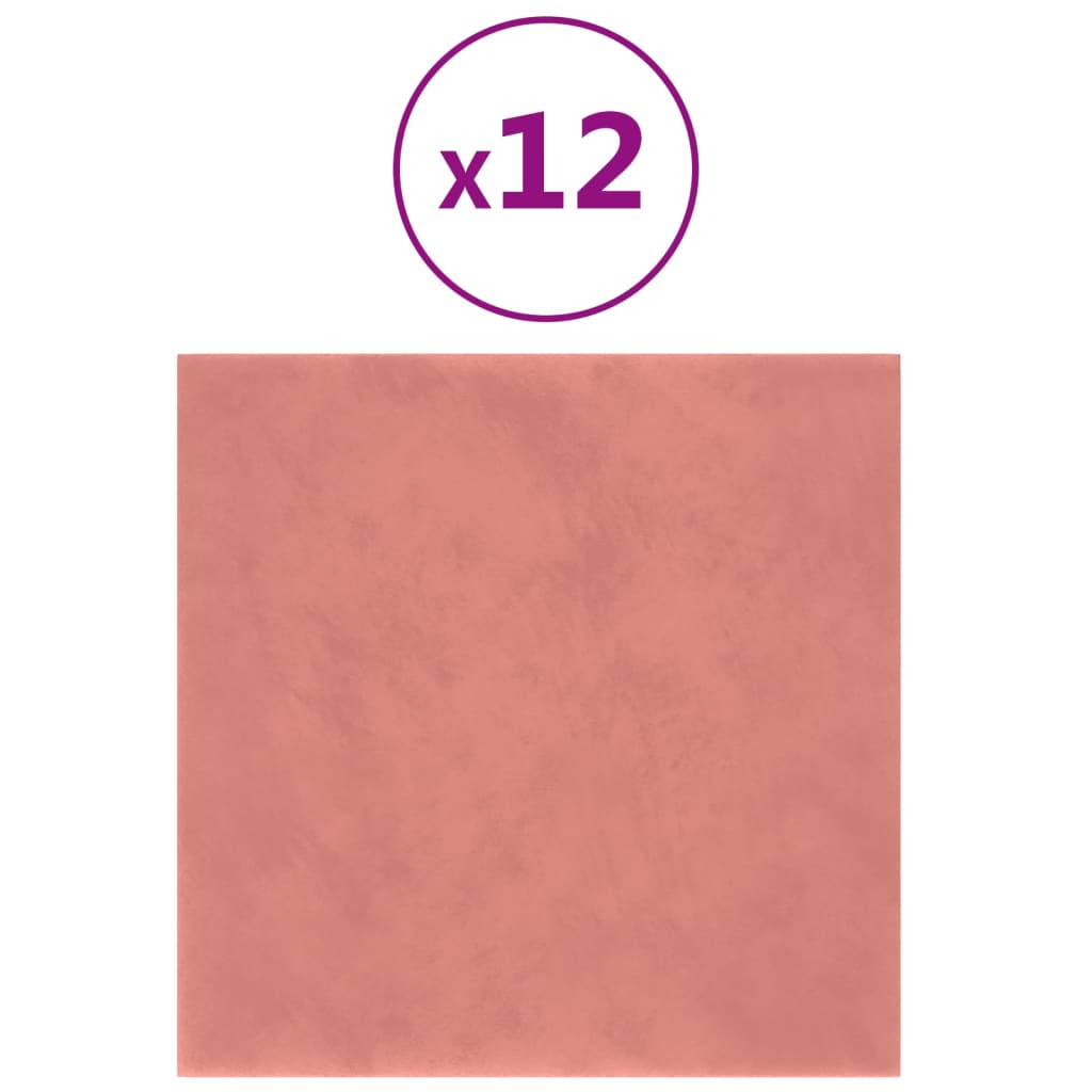 Wandpanelen 12 St 1,08 M² 30X30 Cm Fluweel Roze