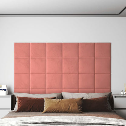 Wandpanelen 12 St 1,08 M² 30X30 Cm Fluweel Roze