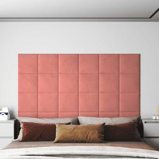 Wandpanelen 12 St 1,08 M² 30X30 Cm Fluweel Roze