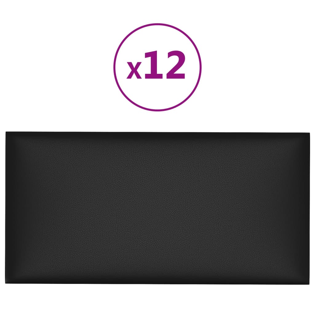 Wandpanelen 12 St 2,16 M² 60X30 Cm Kunstleer Zwart