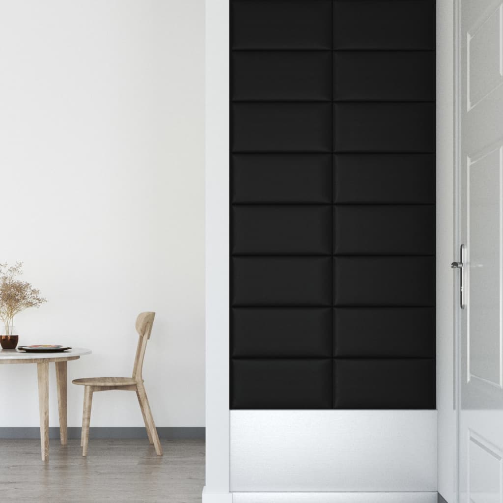 Wandpanelen 12 St 2,16 M² 60X30 Cm Kunstleer Zwart