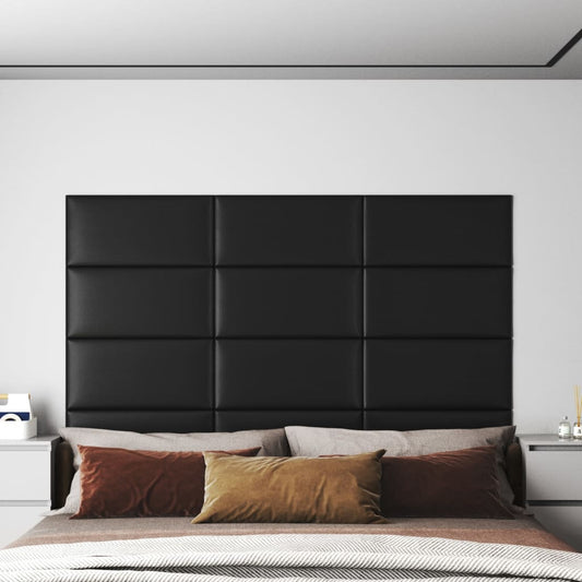 Wandpanelen 12 St 2,16 M² 60X30 Cm Kunstleer Zwart