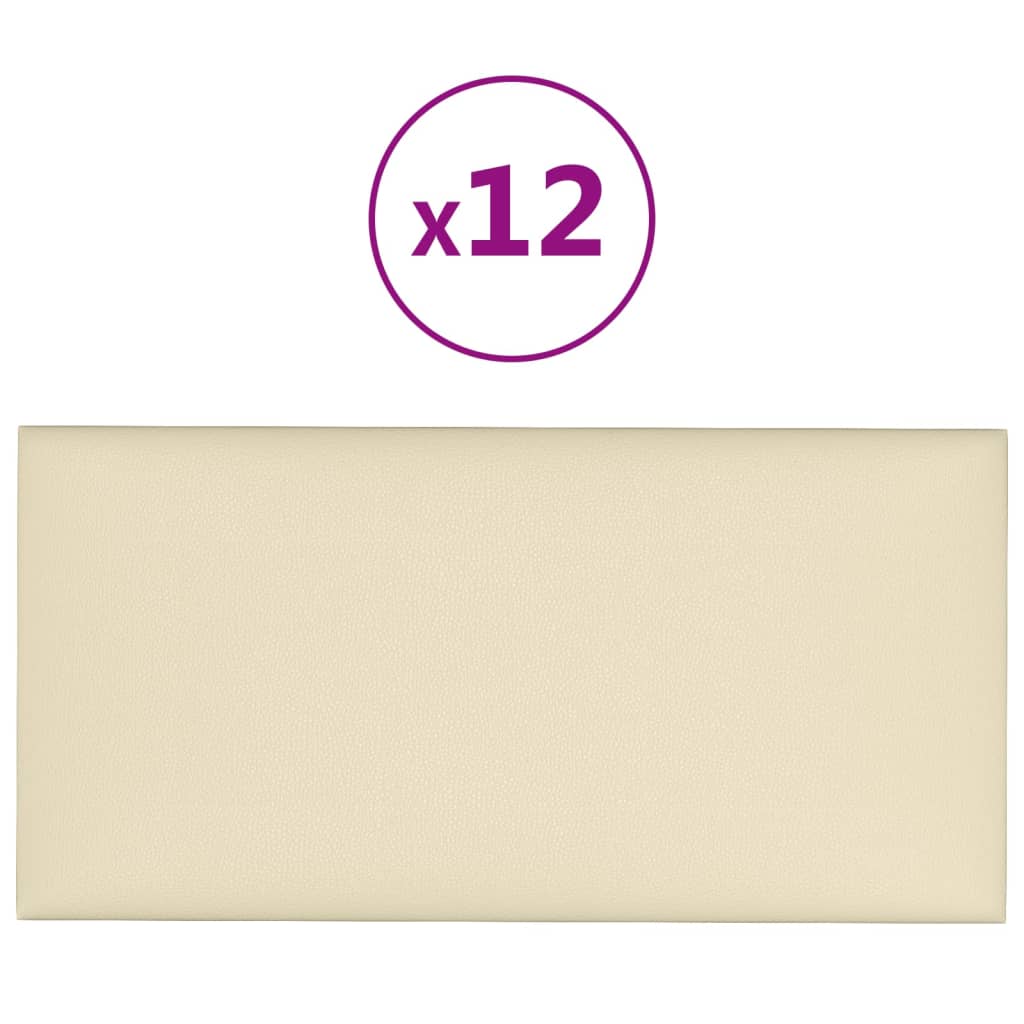 Wandpanelen 12 St 2,16 M² 60X30 Cm Kunstleer Crèmekleurig