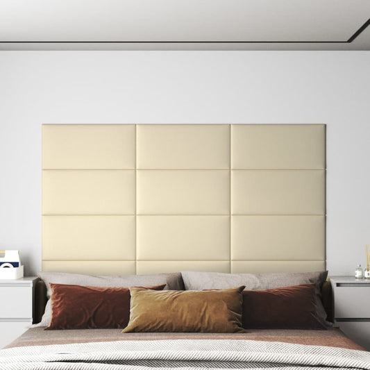 Wandpanelen 12 St 2,16 M² 60X30 Cm Kunstleer Crèmekleurig