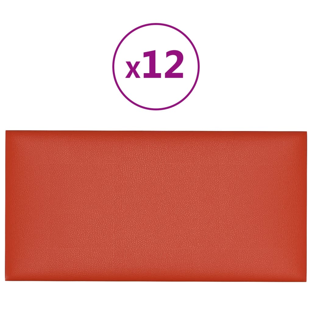 Wandpanelen 12 St 2,16 M² 60X30 Cm Kunstleer Rood