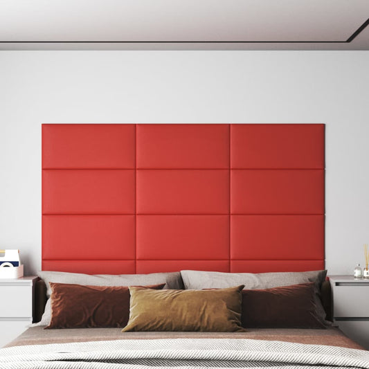 Wandpanelen 12 St 2,16 M² 60X30 Cm Kunstleer Rood