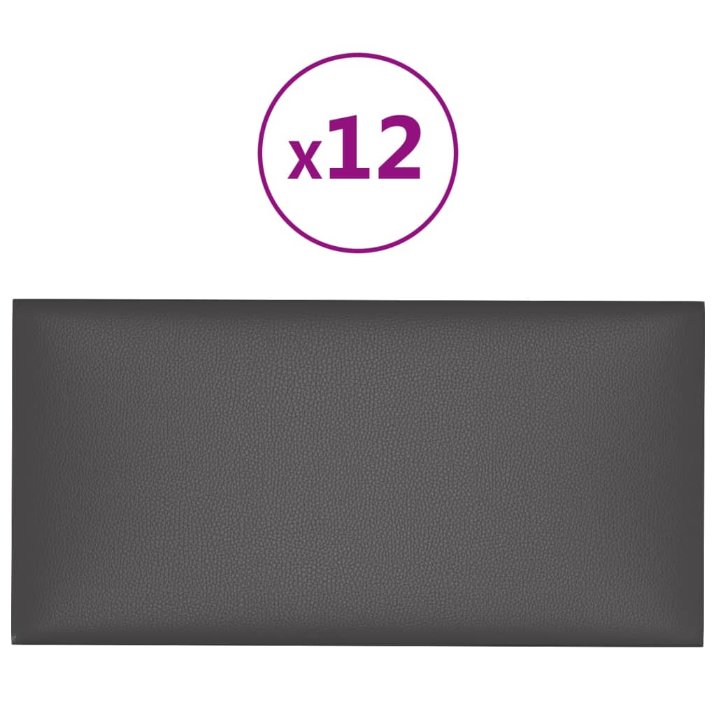 Wandpanelen 12 St 2,16 M² 60X30 Cm Kunstleer Grijs