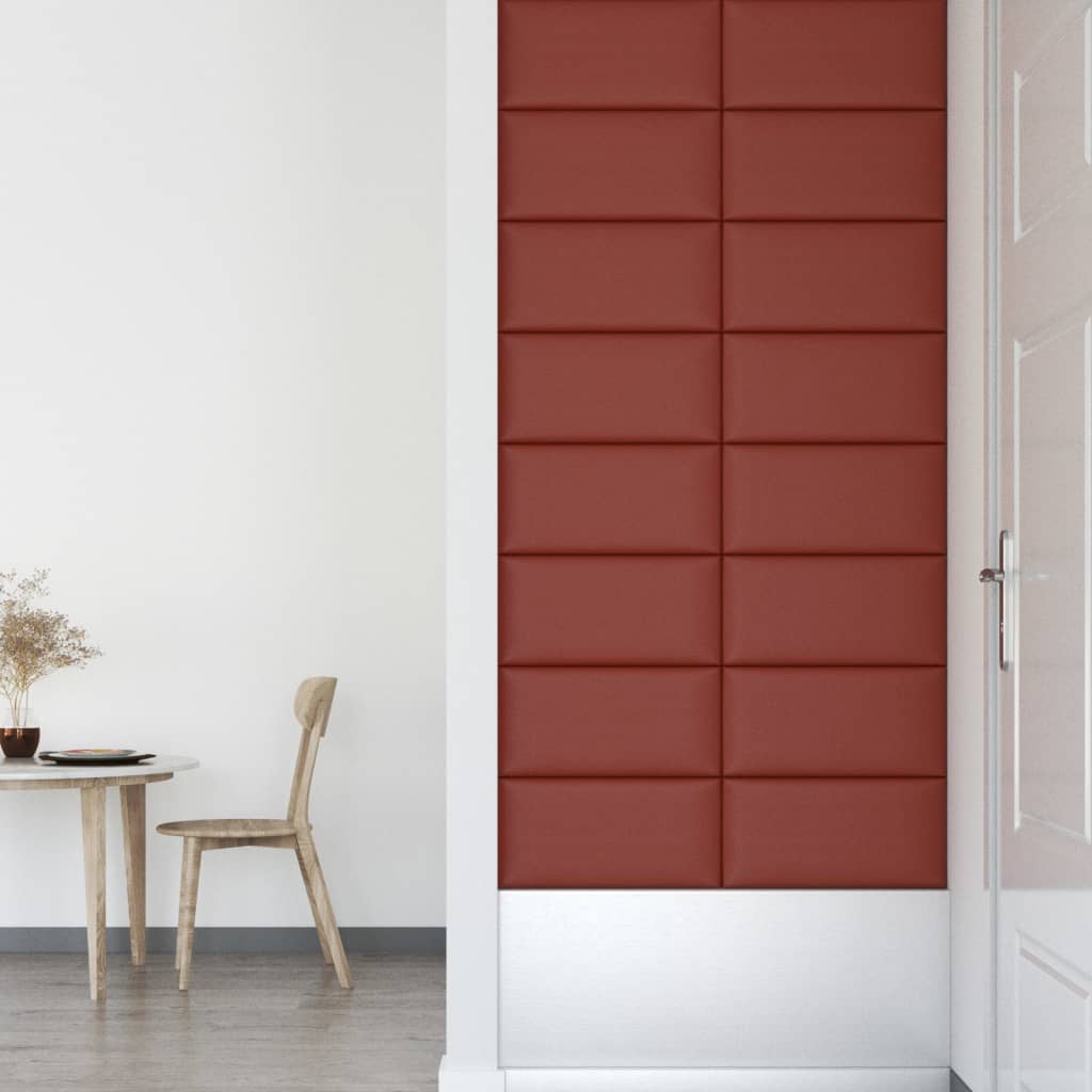 Wandpanelen 12 St 2,16 M² 60X30 Cm Kunstleer Wijnrood