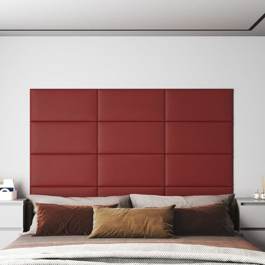 Wandpanelen 12 St 2,16 M² 60X30 Cm Kunstleer Wijnrood