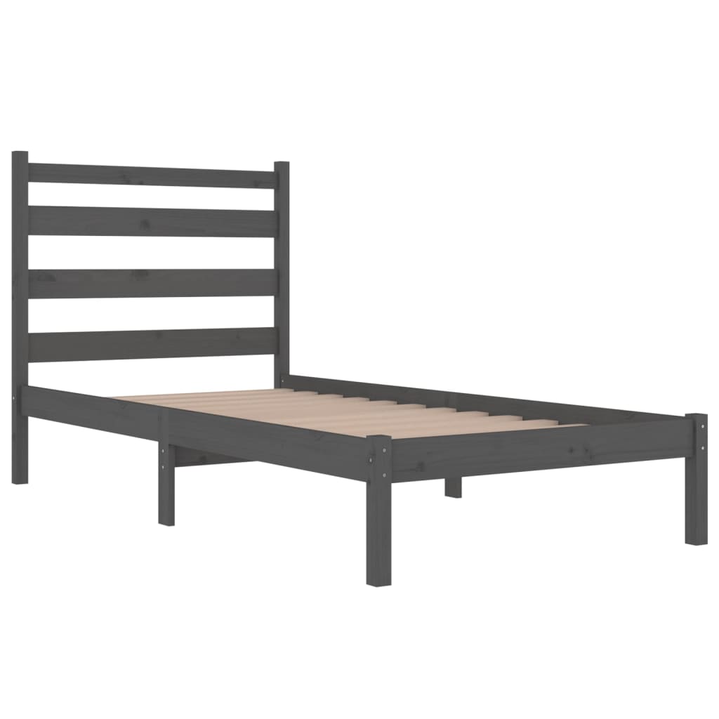 Bedframe Massief Grenenhout Grijs 75X190 Cm 2Ft6 Small Single