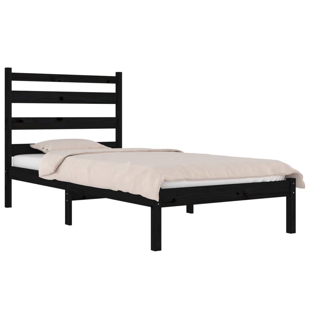 Bedframe Massief Grenenhout Zwart 90X190 Cm 3Ft Single