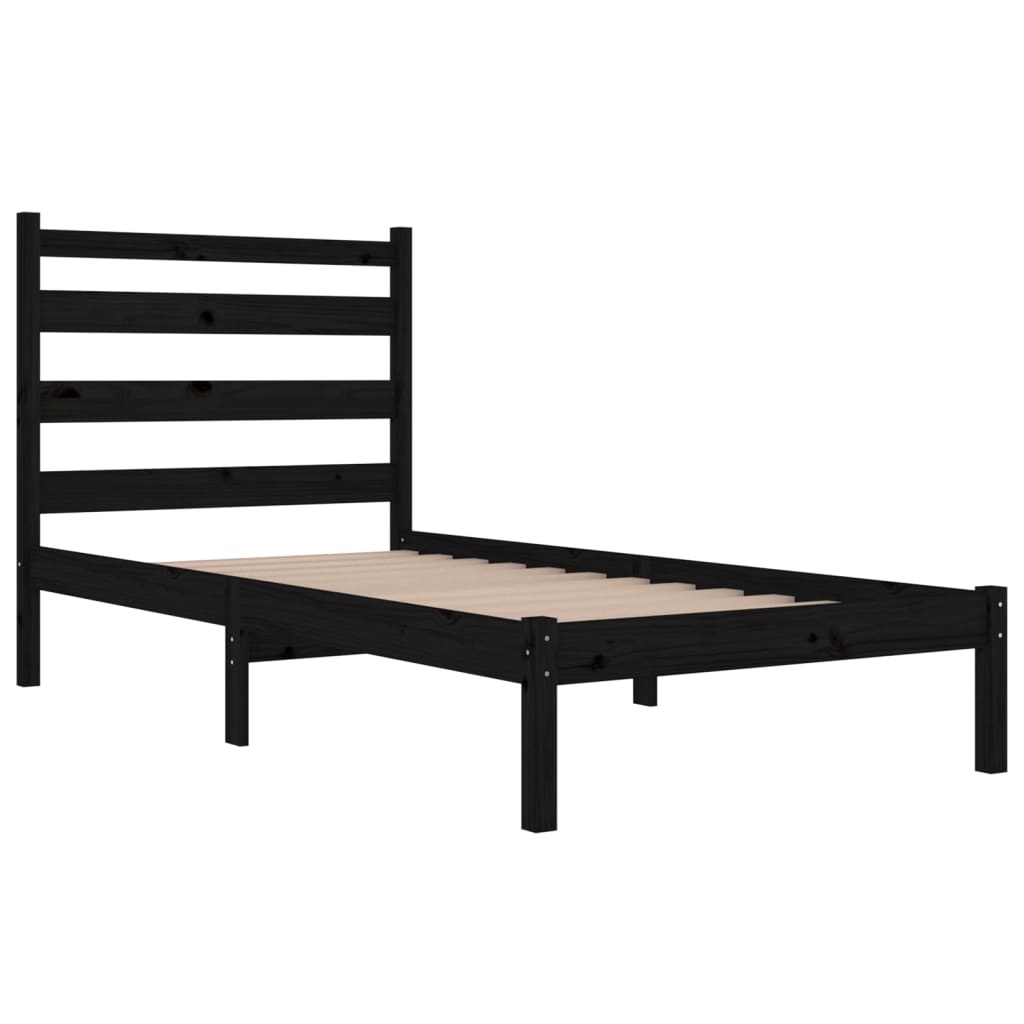 Bedframe Massief Grenenhout Zwart 90X190 Cm 3Ft Single