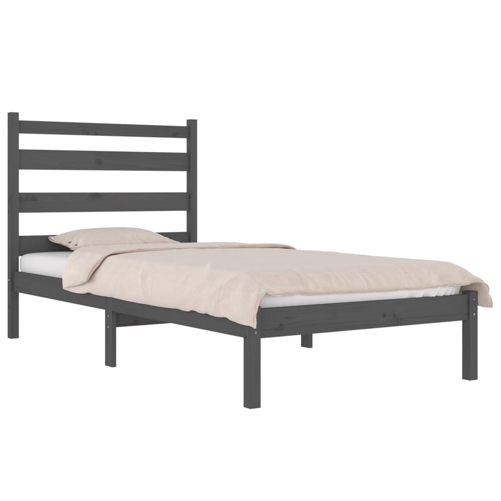 Bedframe Massief Grenenhout Grijs 90X200 Cm