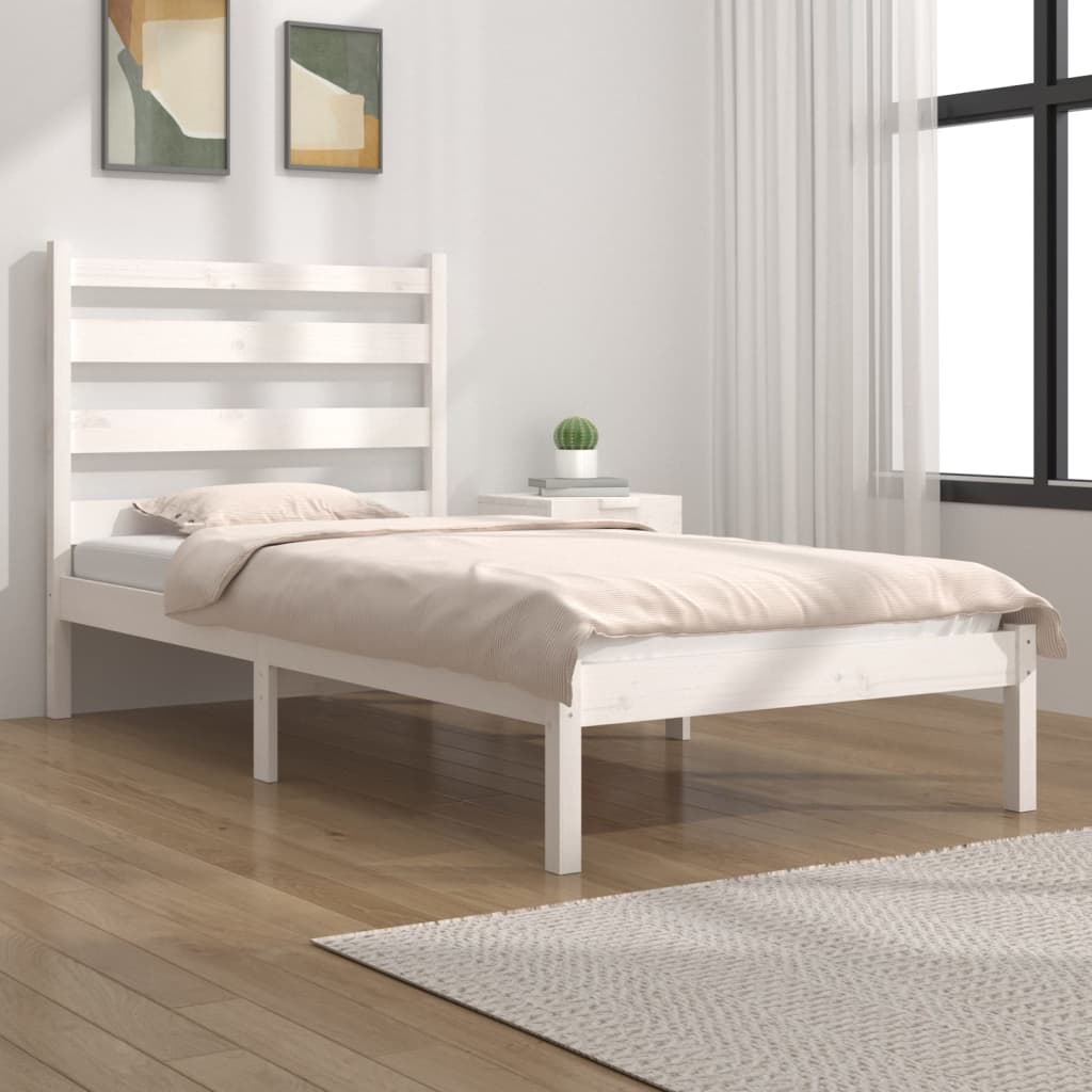 Bedframe Massief Grenenhout Wit 100X200 Cm