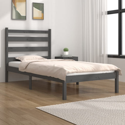 Bedframe Massief Grenenhout Grijs 100X200 Cm