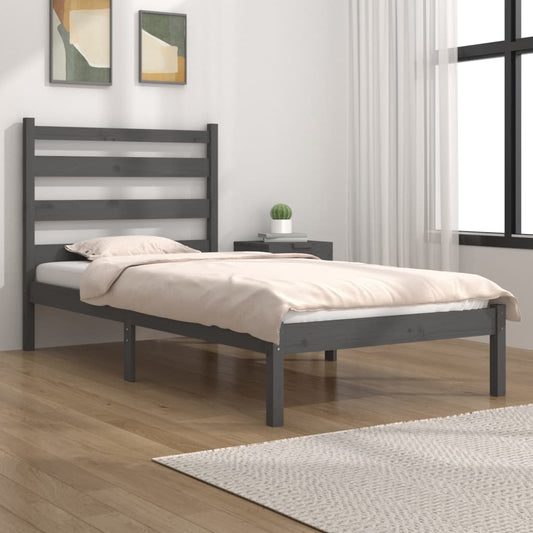 Bedframe Massief Grenenhout Grijs 100X200 Cm