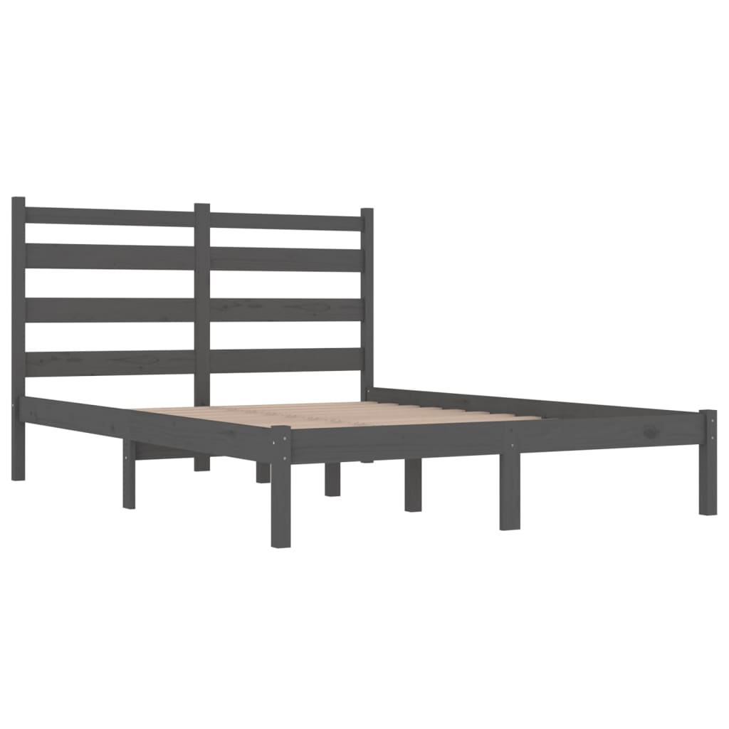 Bedframe Massief Grenenhout Grijs 120X200 Cm