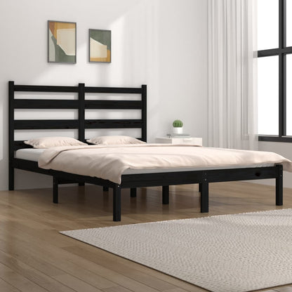 Bedframe Massief Grenenhout Zwart 140X200 Cm