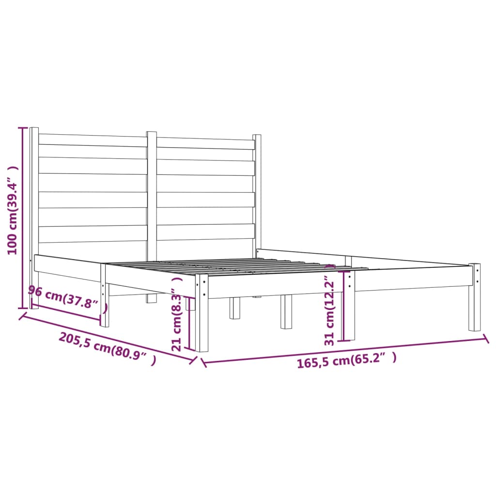 Bedframe Massief Grenenhout Honingbruin 160X200 Cm