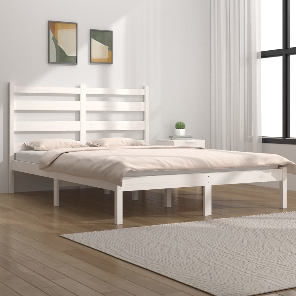Bedframe Massief Grenenhout Wit 180X200 Cm 6Ft Super King