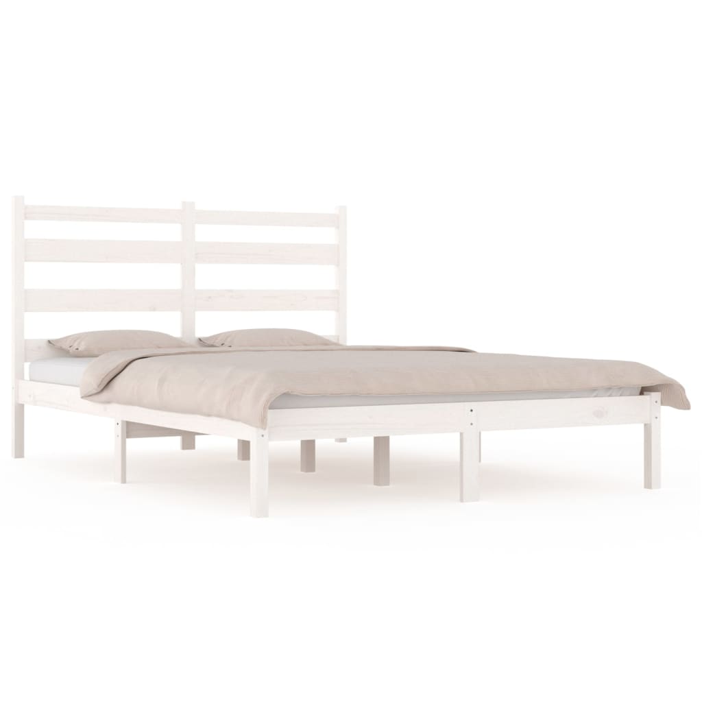 Bedframe Massief Grenenhout Wit 200X200 Cm