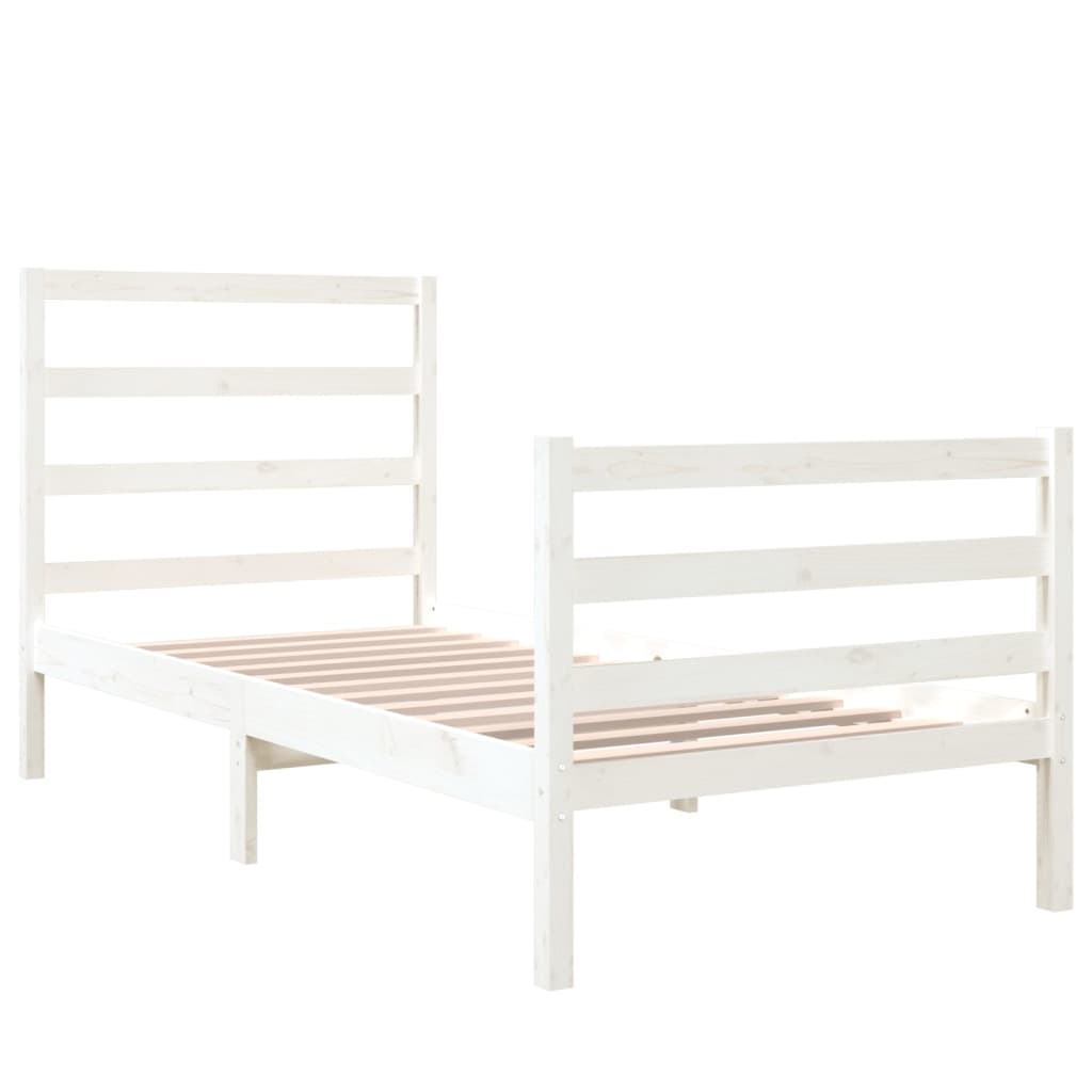Bedframe Massief Grenenhout Wit 75X190 Cm 2Ft6 Small Single