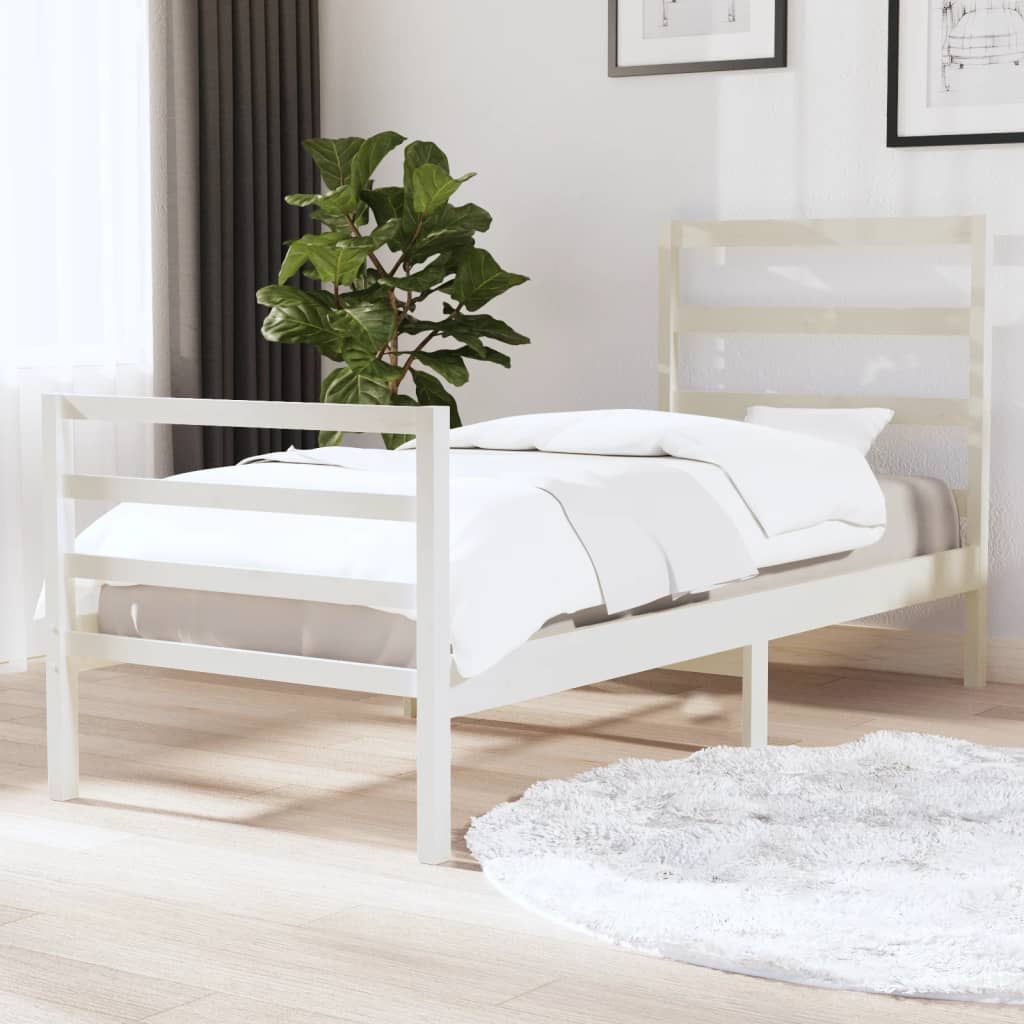 Bedframe Massief Grenenhout Wit 75X190 Cm 2Ft6 Small Single