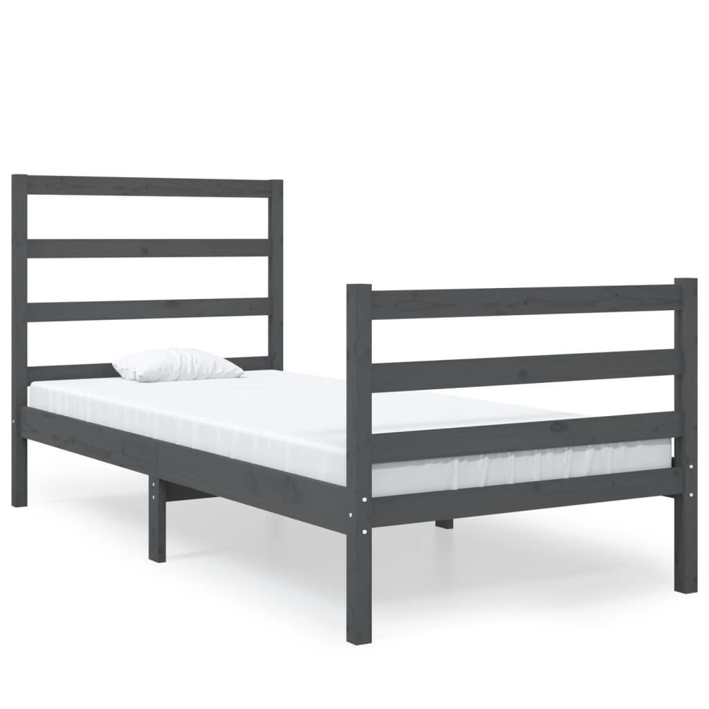 Bedframe Massief Grenenhout Grijs 75X190 Cm 2Ft6 Small Single