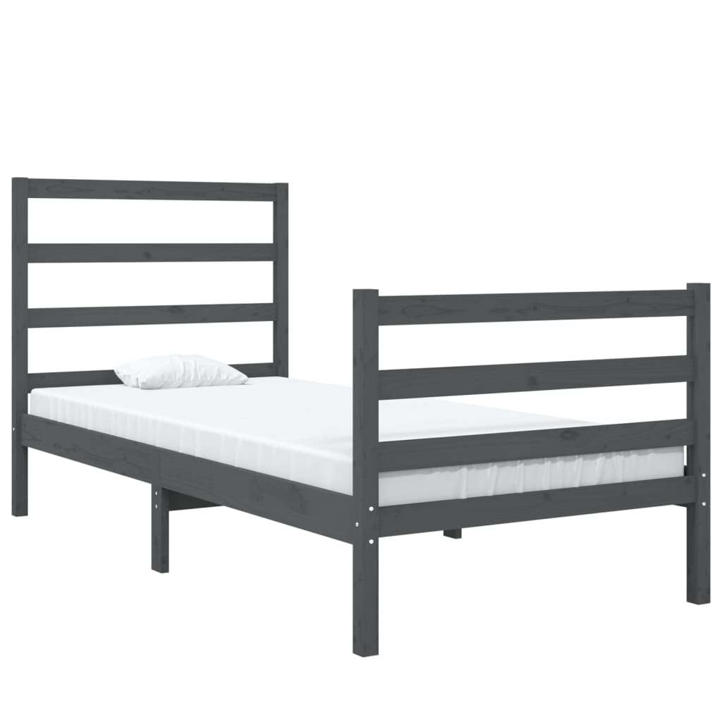 Bedframe Massief Grenenhout Grijs 75X190 Cm 2Ft6 Small Single